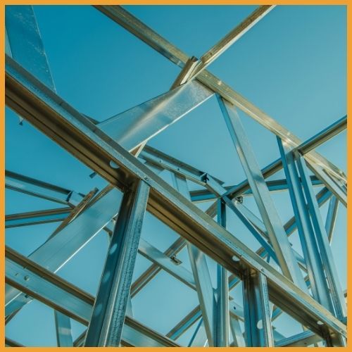 Structural steel crew erecting steel frame in Carmel, IN