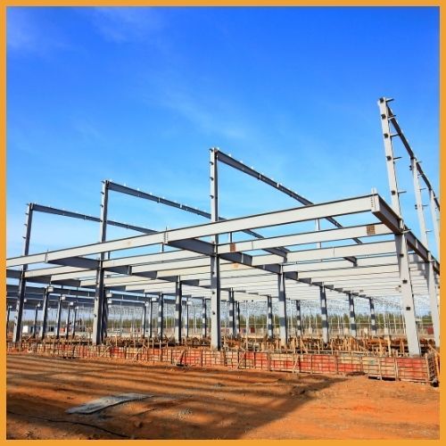 Metal building under construction in Greenwood, Indiana