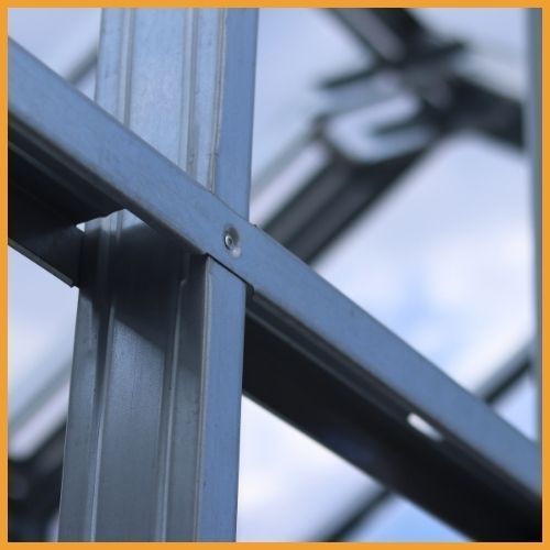 Metal building construction underway in Greenwood jobsite