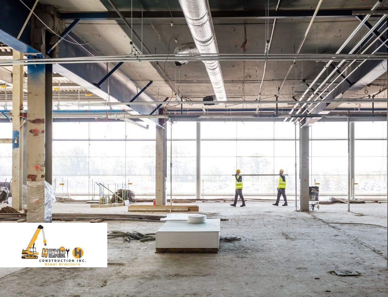 Interior trades starting work after steel structure completion