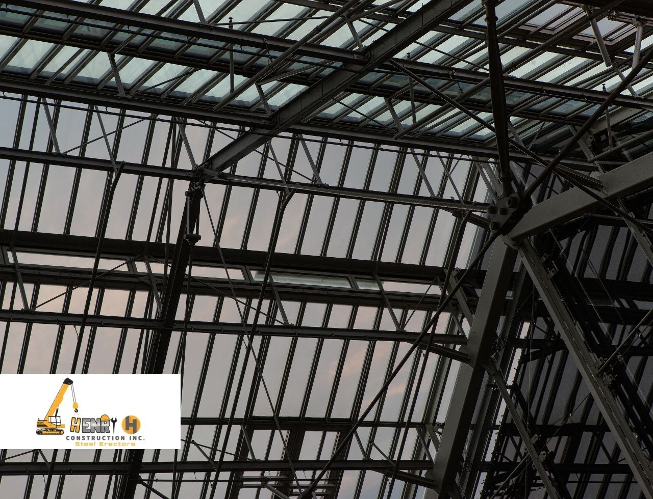 Steel building frame standing in harsh weather conditions