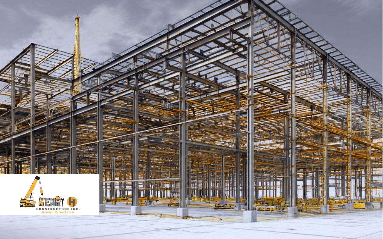 Plainfield logistics hub steel erection phasing plan showing phased bays and crane access