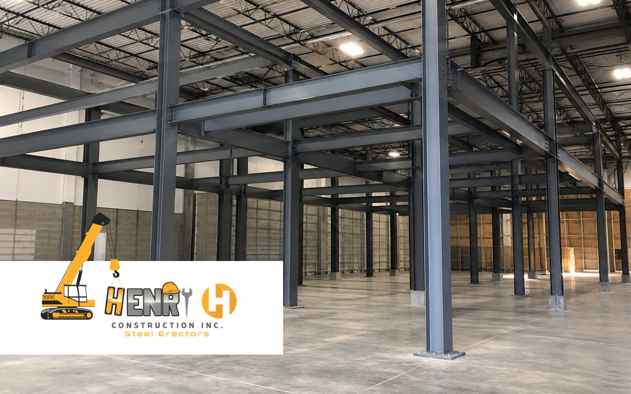 Industrial steel support framing for a Plainfield warehouse