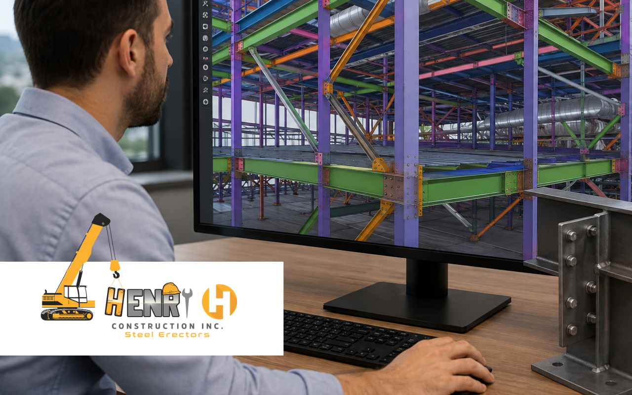 BIM technology for steel construction shown in a coordinated structural model