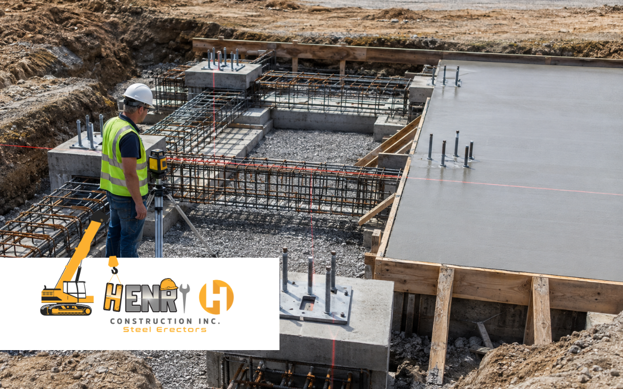 Concrete foundation requirements for steel buildings during site preparation
