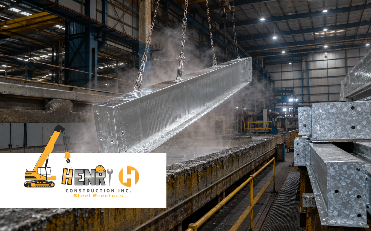 Structural steel galvanizing guide for a commercial building project