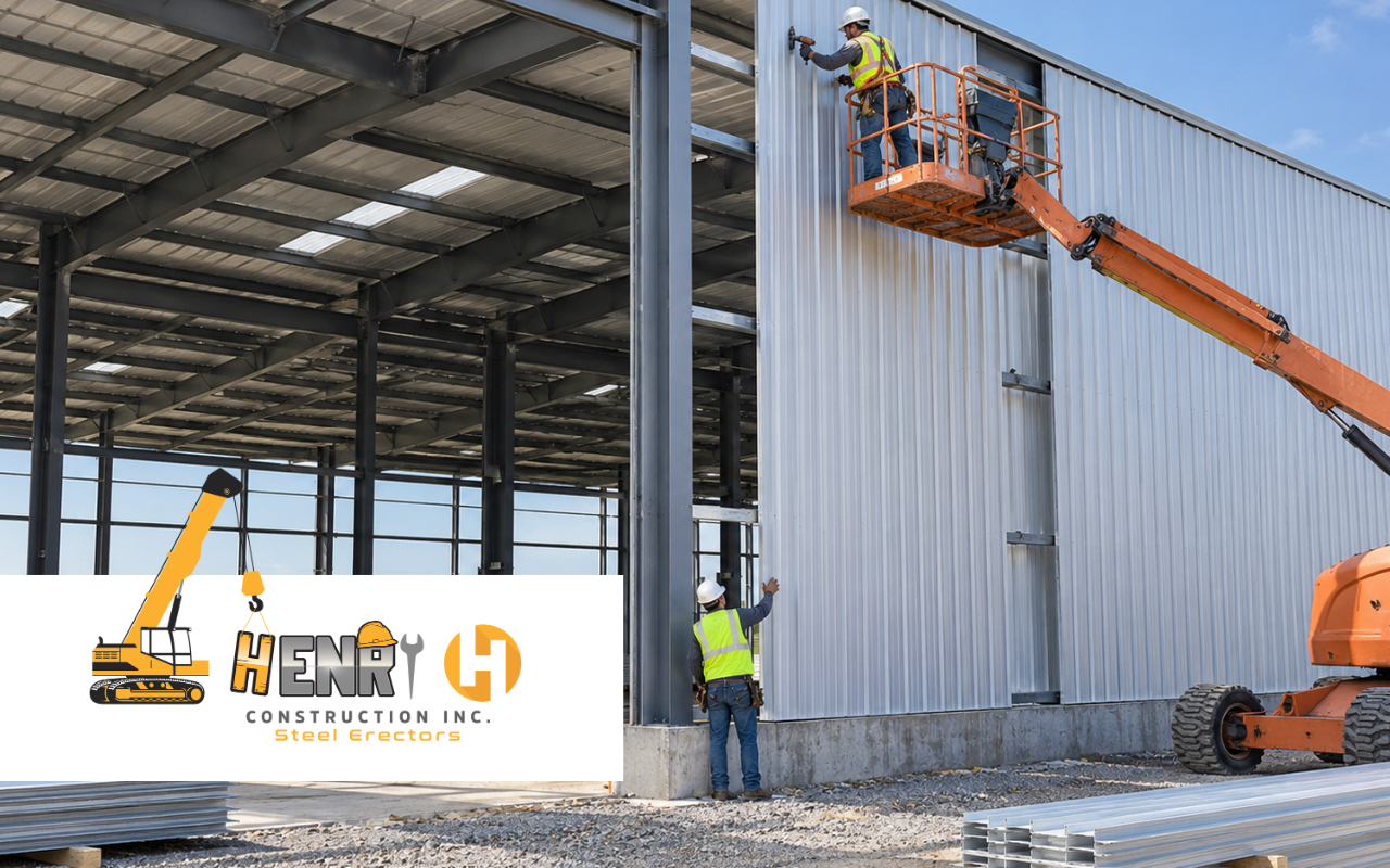 Metal building erection services in Indianapolis, Indiana for a commercial project